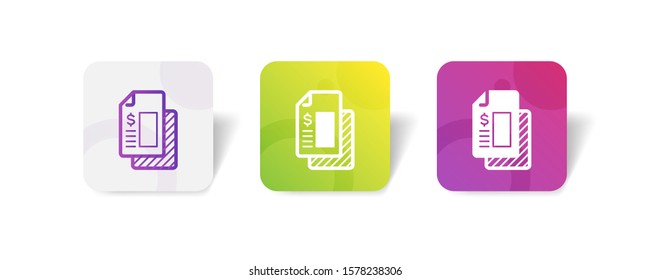 financial document form icon in outline and solid style with colorful smooth gradient background, suitable for mobile and web UI, app button, infographic, etc