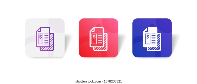 financial document form icon in outline and solid style with colorful smooth gradient background, suitable for mobile and web UI, app button, infographic, etc