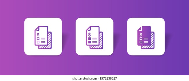 financial document form icon in outline and solid style with colorful smooth gradient background, suitable for mobile and web UI, app button, infographic, etc