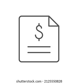 Financial document line outline icon