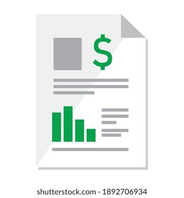 financial document paper with statistics and dollar symbol vector illustration design