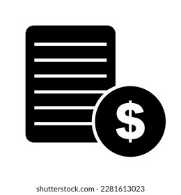 Financial document silhouette icon. Financial statement. Vector.