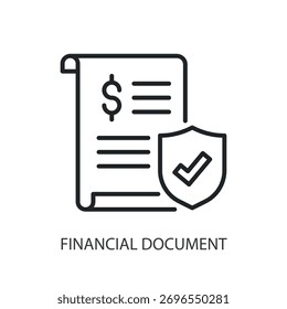 Ícones de linha fina do documento financeiro. Ilustração vetorial original.
