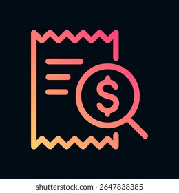 Documento financeiro sob escrutínio dólar. Ilustração de símbolo de ícone