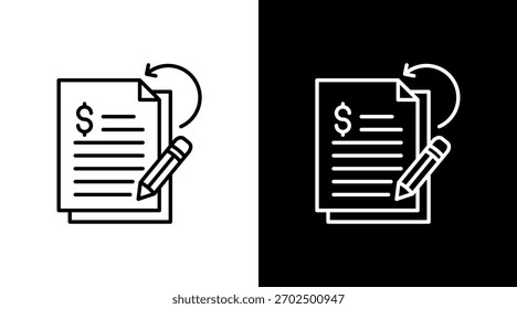 Diseño de conjunto de iconos blancos de documento financiero