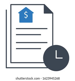 Financial Documents with Clock Sign, Loan Application in Process concept, mortgage paperwork in progress design, Waiting for Approval on White Background