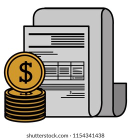 financial documents with coins