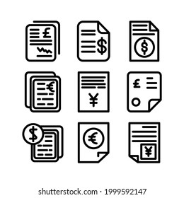 icono de documentos financieros o logotipo símbolo de señas aislado ilustración vectorial - Colección de iconos vectoriales de estilo negro de alta calidad
