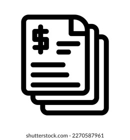 icono de documentos financieros o logotipo símbolo de señas aislado ilustración vectorial - iconos vectoriales de estilo negro de alta calidad