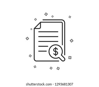 Financial documents line icon. Audit or accounting sign. Check finance symbol. Geometric shapes. Random cross elements. Linear Financial documents icon design. Vector