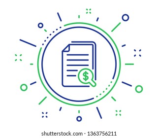 Financial documents line icon. Audit or accounting sign. Check finance symbol. Quality design elements. Technology financial documents button. Editable stroke. Vector