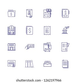 Financial documents line icon set. Invoice, check, business plan. Finance concept. Can be used for topics like budget, accounting, banking