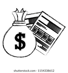 financial documents with sack money