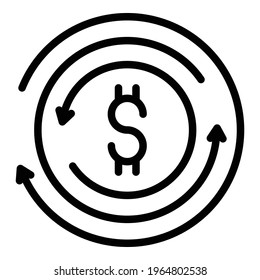 Financial dollar icon. Outline Financial dollar vector icon for web design isolated on white background