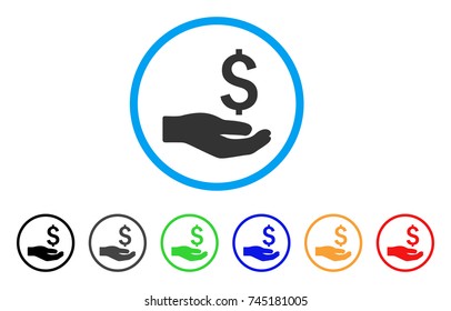 Financial Donation rounded icon. Style is a flat grey symbol inside light blue circle with additional color variants. Financial Donation vector designed for web and software interfaces.