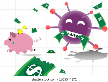 Financial is downturn because econamic was dropped by Covid-19 vector illustration.