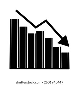 financial downturn symbol, Simple and minimalistic vector illustration, silhouette on white background, business icon.