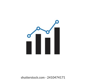 Financial earnings analytics graph icon, Business analysis graph line vector icon