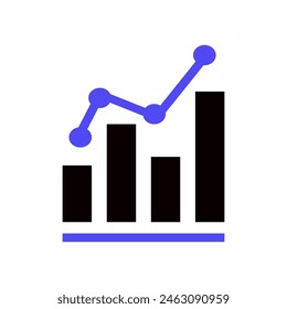 Financial earnings analytics graph icon, Business analysis graph line vector icon