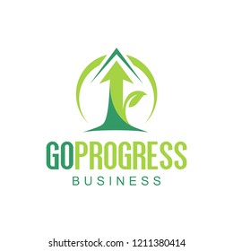 Financial Eco Go Progress Logo Concept Arrow Up Environment Business Circle Vector