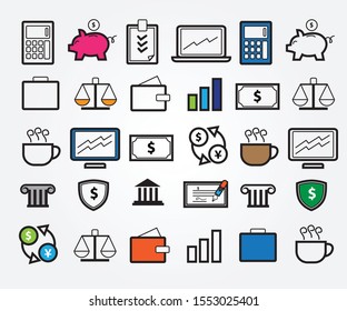 Financial Economic Developing Bundle For Website Icon