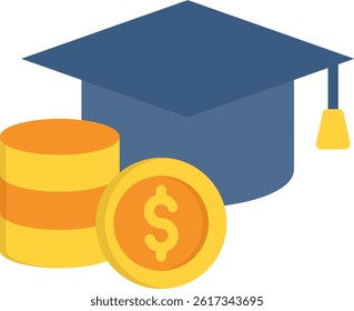 Financial Education Icon Flat Vector Illustration