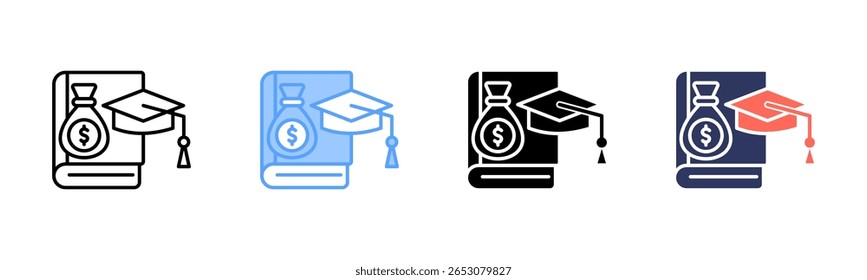 Financial Education icon sheet multiple style collection