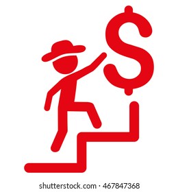 Financial Education icon. Vector style is flat iconic symbol with rounded angles, red color, white background.