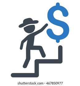 Financial Education icon. Vector style is bicolor flat iconic symbol with rounded angles, smooth blue colors, white background.