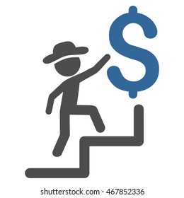 Financial Education icon. Vector style is bicolor flat iconic symbol with rounded angles, cobalt and gray colors, white background.