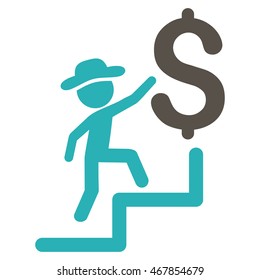Financial Education icon. Vector style is bicolor flat iconic symbol with rounded angles, grey and cyan colors, white background.