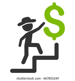 Financial Education icon. Vector style is bicolor flat iconic symbol with rounded angles, eco green and gray colors, white background.