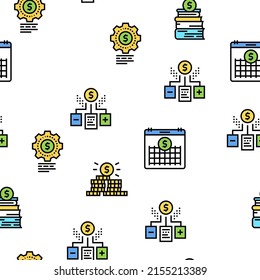 Financial Education Vector Seamless Pattern Thin Line Illustration
