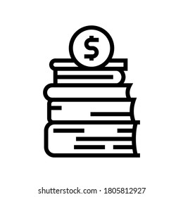 financial educational books line icon vector. financial educational books sign. isolated contour symbol black illustration