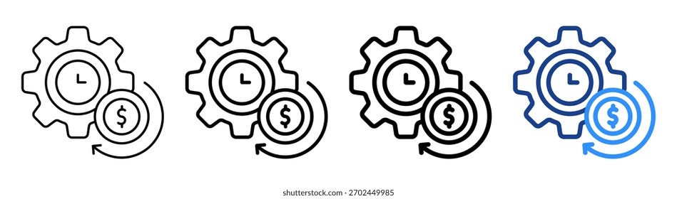 Conjunto de Colecciones de contorno diferente de icono de eficiencia financiera