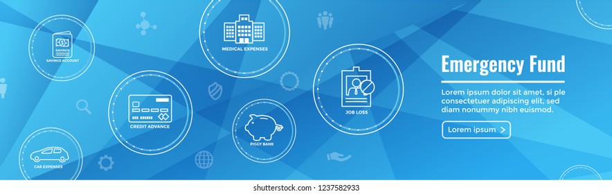 Financial Emergency Fund Icons w Hospital - Home or House, Car or Vehicle Damage, Job Loss or Unemployment, and Hospital or Medical Bills