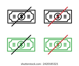 Financial Exclusion Vector Icon Set. No Extra Charges Vector Symbol for UI Design.