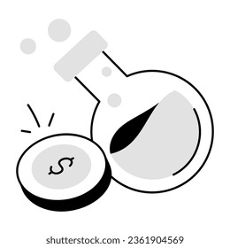 Financial experiment hand drawn icon 