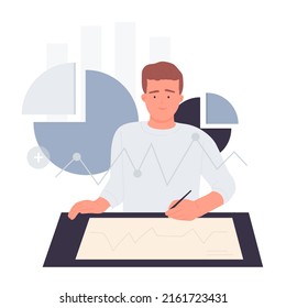 Análisis de expertos financieros. Ilustración vectorial de la gestión económica y el procesamiento de datos