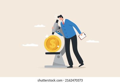 Financial experts. Providing financial or investment advice. Pass on wealth. Wealth Management. Tax planning, savings, retirement planning. A businessman uses a microscope to shine a dollar coin.