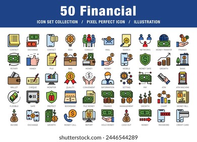 Financial Filled Outline Icon Set