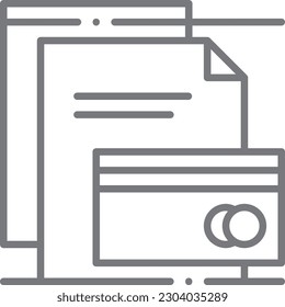 Financial Finance icon with black outline style. money, bank, payment, investment, dollar, credit, stock. Vector illustration