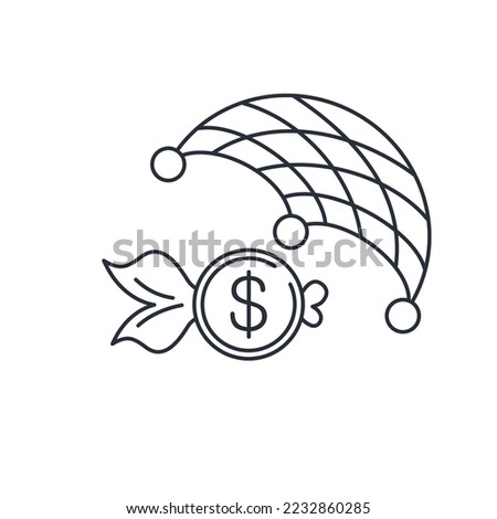 Financial fishing net. Vector linear icon isolated on white background.