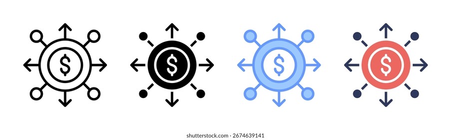 Financial Flow Icon Set Multiple Style Collection