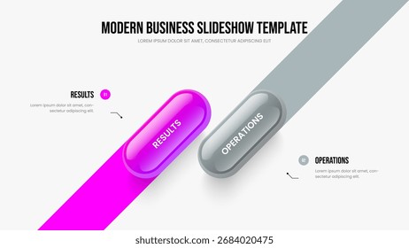 Financial Forecast 2 Step Diagram Frame Layout. Corporate Performance Slideshow Template Vector Illustration. Marketing Plan Two Option Infographic Slide Design.