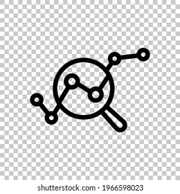 Financial forecast, Analysis and predict, business research, simple icon. Black editable linear symbol on transparent background