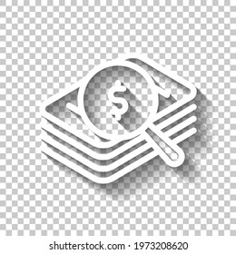 Financial forecast, Analysis and predict, business research, simple icon. White linear icon with editable stroke and shadow on transparent background