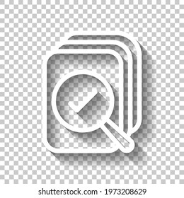 Financial forecast, Analysis and predict, business research, simple icon. White linear icon with editable stroke and shadow on transparent background