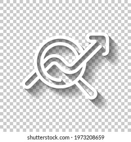 Financial forecast, Analysis and predict, business research, simple icon. White linear icon with editable stroke and shadow on transparent background