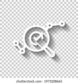 Financial forecast, Analysis and predict, business research, simple icon. White linear icon with editable stroke and shadow on transparent background